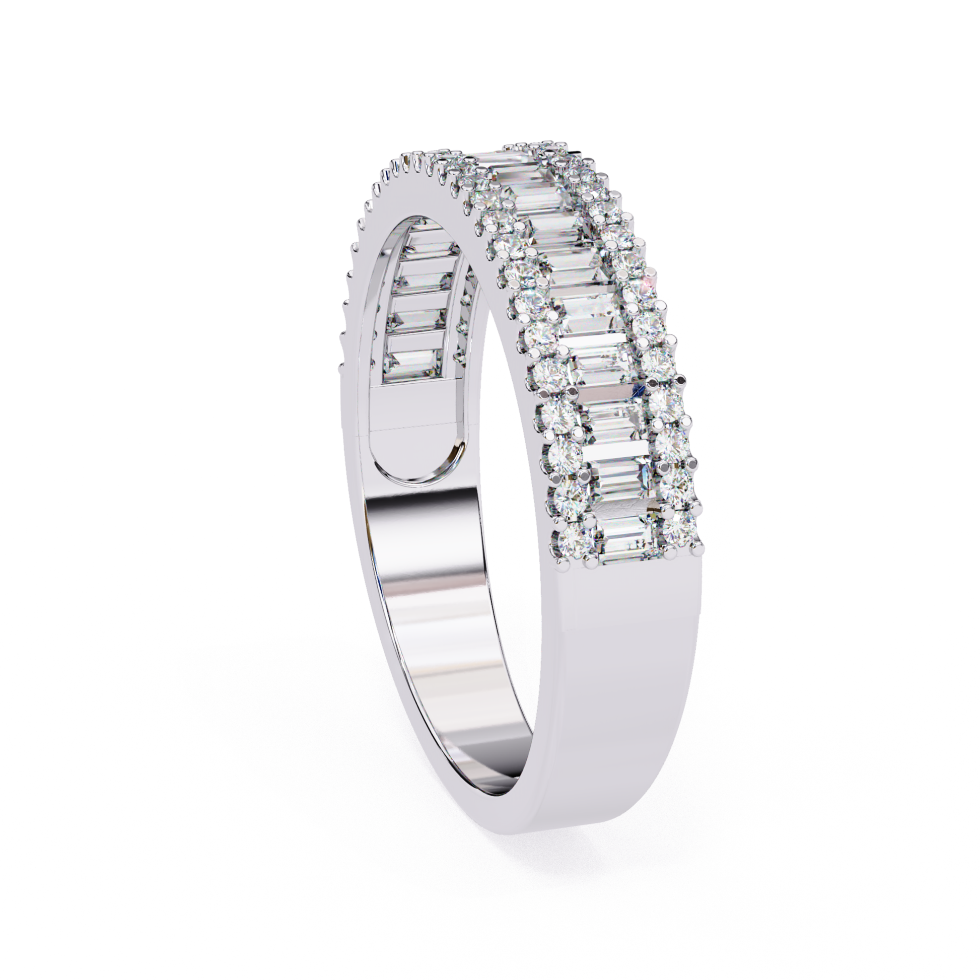 White gold baguette diamond band side view
Side angle white gold baguette diamond ring
White gold wide band with baguette diamonds
Angled view white gold diamond band
White gold baguette diamond ring profile
White gold layered baguette diamond band
Side profile white gold baguette diamond ring
White gold diamond band angled design
White gold baguette diamond band detail side
White gold wide diamond band side angle