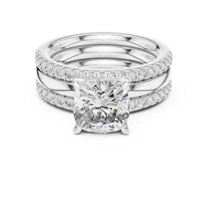 White gold cushion cut diamond bridal ring set
Cushion cut diamond engagement ring set
White gold diamond wedding ring stack
Cushion solitaire ring with diamond bands
White gold bridal set with round diamonds
Luxury cushion cut diamond ring set
Diamond engagement ring with matching bands
White gold cushion diamond wedding set
Elegant bridal ring stack with Pave diamonds
Cushion cut solitaire diamond ring in white gold