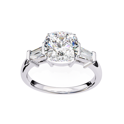 White gold cushion diamond ring
Cushion diamond with side stones
White gold cushion center stone
Cushion diamond ring front view
White gold diamond ring design
Cushion cut diamond ring style
White gold cushion diamond band
Cushion diamond ring close view
White gold diamond side stone ring
Cushion center diamond setting