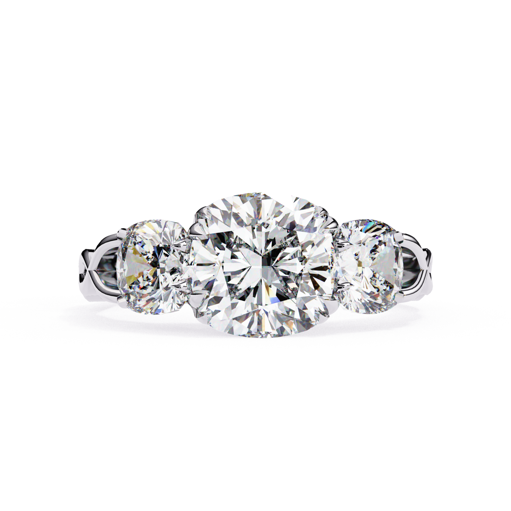 White gold cushion diamond ring
Cushion diamond trio ring
White gold cushion center stone
Cushion diamond ring front view
White gold three diamond ring
Cushion cut diamond ring style
White gold cushion diamond band
Cushion diamond ring close view
White gold diamond ring detail
Cushion diamond trio design