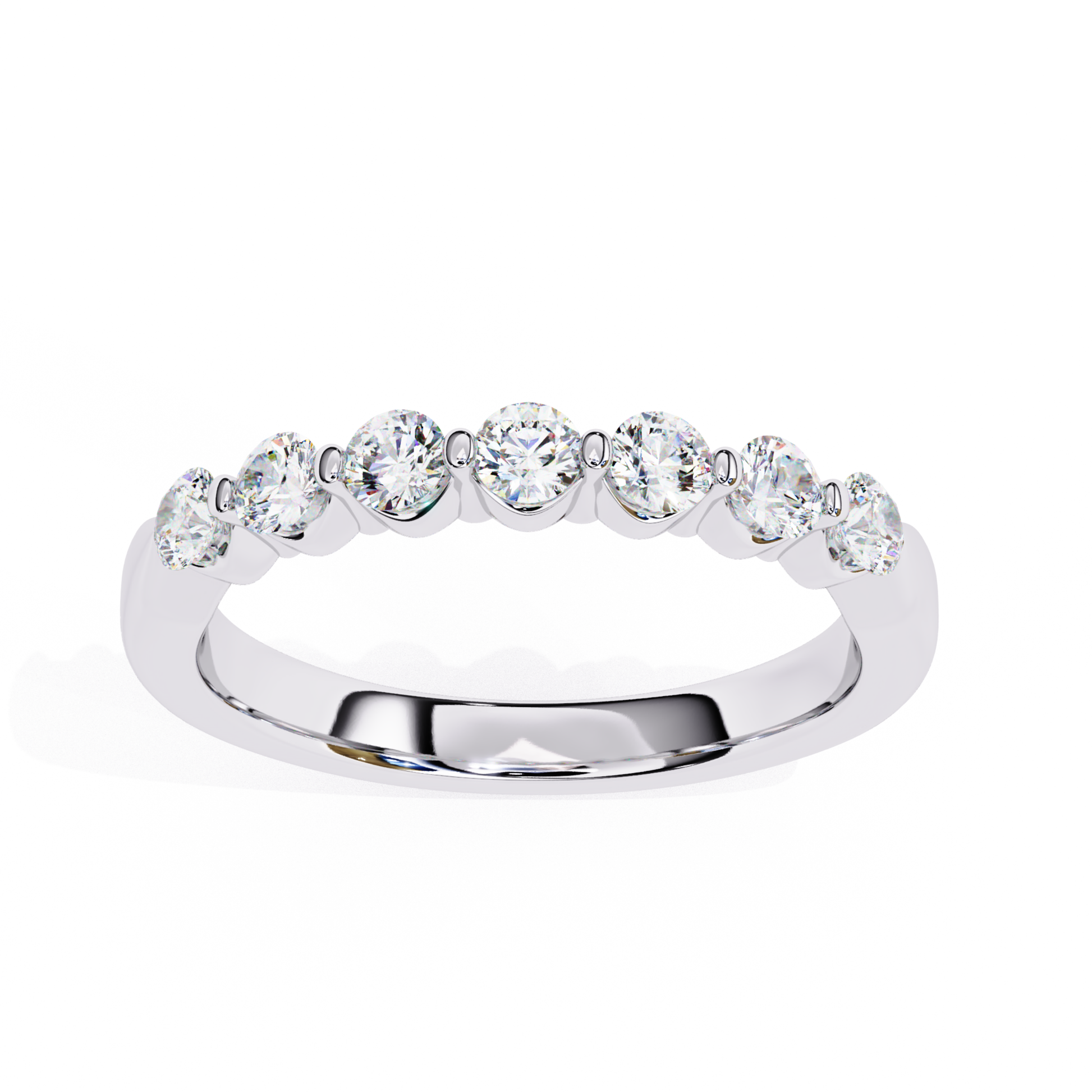 White gold diamond band top view
White gold ring with round diamonds
White gold diamond ring upper view
White gold band curved diamond row
White gold ring diamond setting
White gold band raised diamonds
White gold ring diamond arc view
White gold band diamond detail
White gold ring round diamond line
White gold diamond band top angle