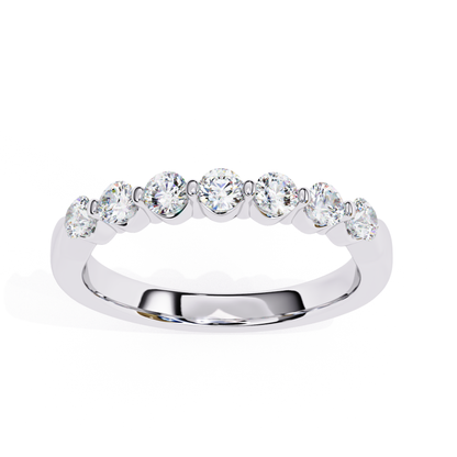 White gold diamond band top view
White gold ring with round diamonds
White gold diamond ring upper view
White gold band curved diamond row
White gold ring diamond setting
White gold band raised diamonds
White gold ring diamond arc view
White gold band diamond detail
White gold ring round diamond line
White gold diamond band top angle