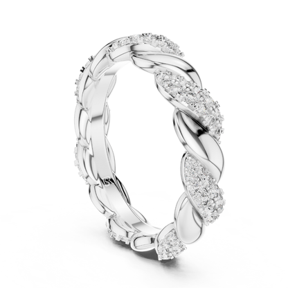 White gold diamond braided eternity band
Braided diamond ring in white gold
White gold twisted leaf diamond band
Diamond braided eternity ring with leaf design
White gold curved diamond eternity band
Elegant braided diamond wedding ring
White gold nature inspired diamond band
Twisted white gold ring with diamonds
Diamond accented braided band ring
White gold leaf braid eternity ring