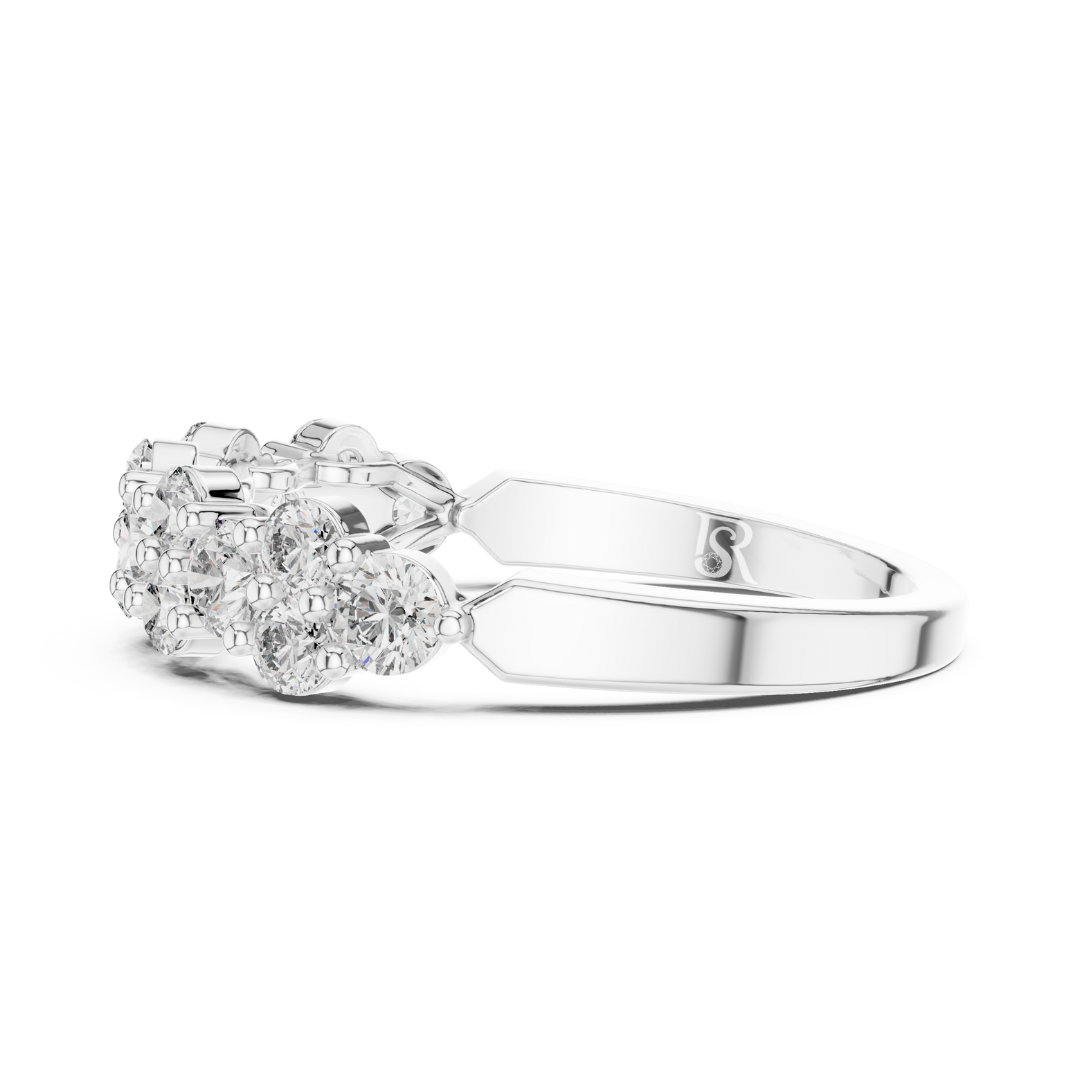 Angled view white gold diamond cluster band ring
White gold round diamond band angled profile
Diamond cluster wedding band angled view
White gold multi diamond ring close view
Round diamond stackable band angled style
Shared prong diamond band white gold ring
White gold floral diamond ring angled view
Minimal diamond cluster band white gold
Round diamond anniversary band white gold ring
White gold diamond statement band angled view