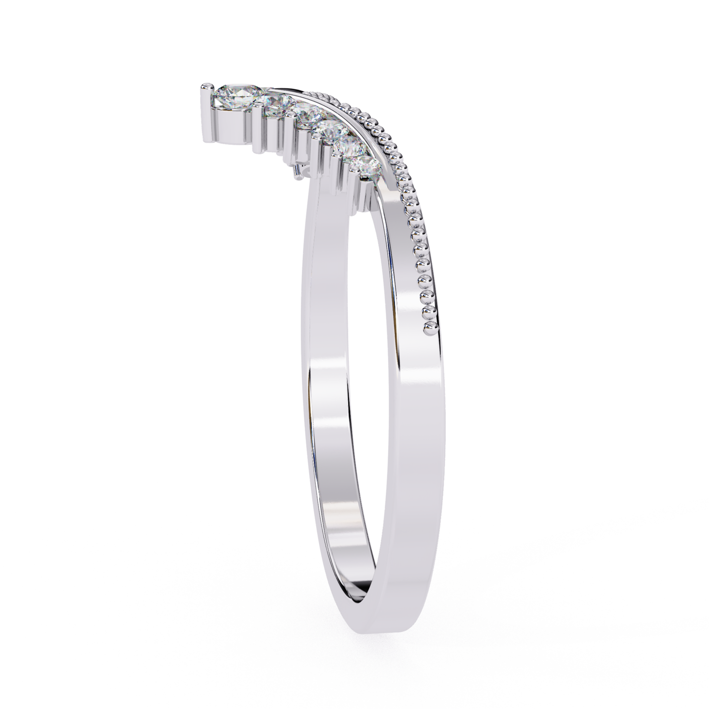 White gold curved band with diamonds
Side view white gold diamond band
Curved white gold ring with stones
Diamond set curved white gold band
White gold band with round diamonds
Side angle white gold diamond ring
Curved white gold band with small diamonds
White gold band side profile
Diamond row on white gold band
White gold ring with curved diamond line
