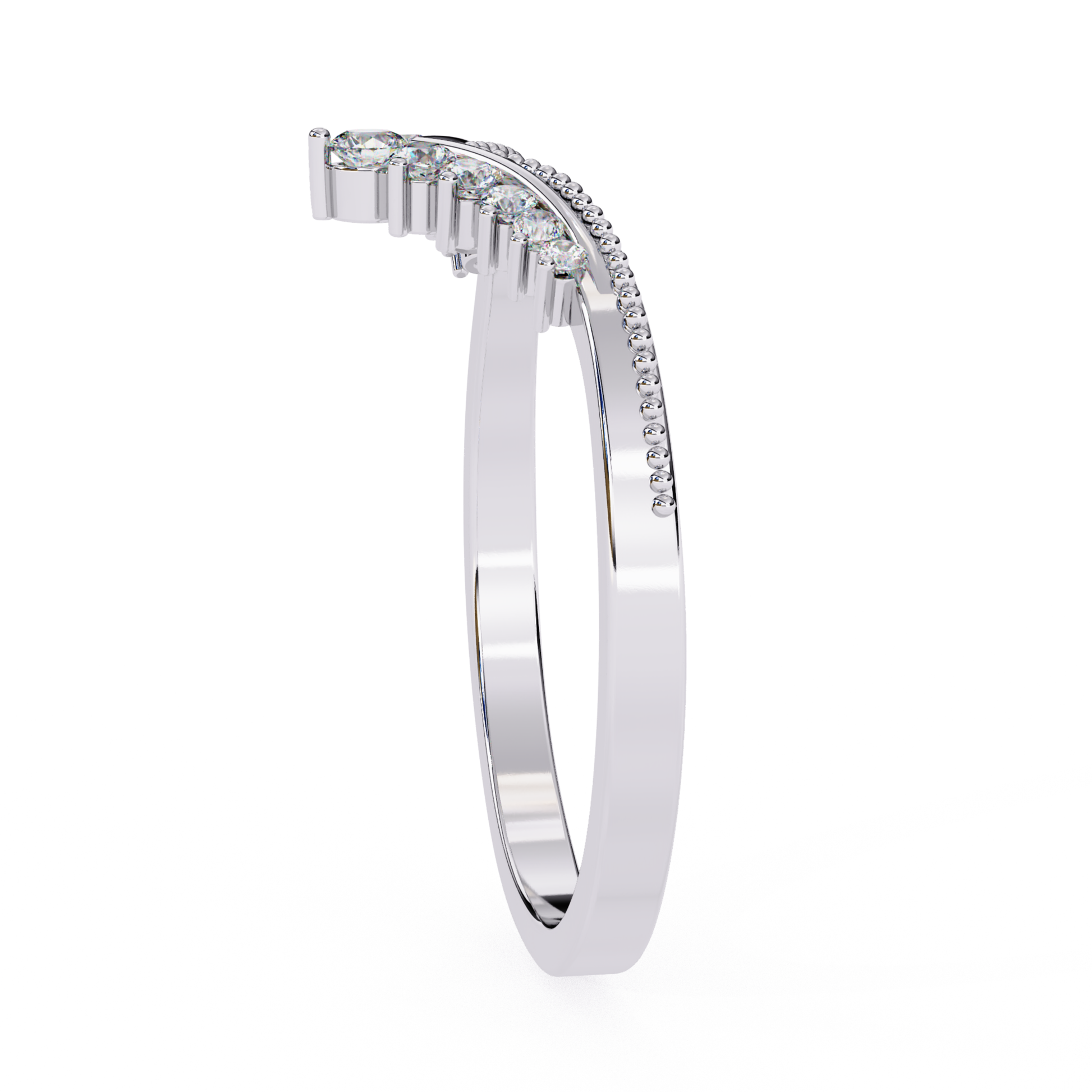 White gold curved band with diamonds
Side view white gold diamond band
Curved white gold ring with stones
Diamond set curved white gold band
White gold band with round diamonds
Side angle white gold diamond ring
Curved white gold band with small diamonds
White gold band side profile
Diamond row on white gold band
White gold ring with curved diamond line