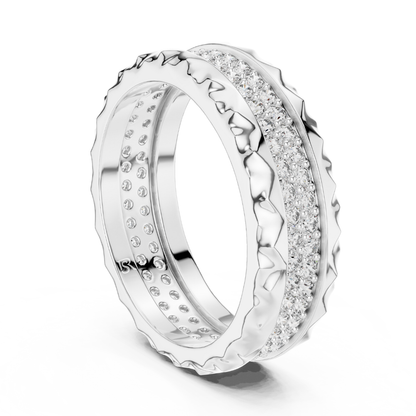 White gold eternity band with textured diamond detail
Round diamond eternity ring in polished white gold
White gold pave diamond band with carved texture
Modern white gold ring with continuous round diamonds
Luxury white gold eternity band with sparkling diamonds
Textured white gold diamond ring with bold pattern
Elegant white gold eternity ring with pave setting
Wide white gold band with round cut diamonds
White gold anniversary ring with detailed texture edges
Statement white gold diamond eternity band de