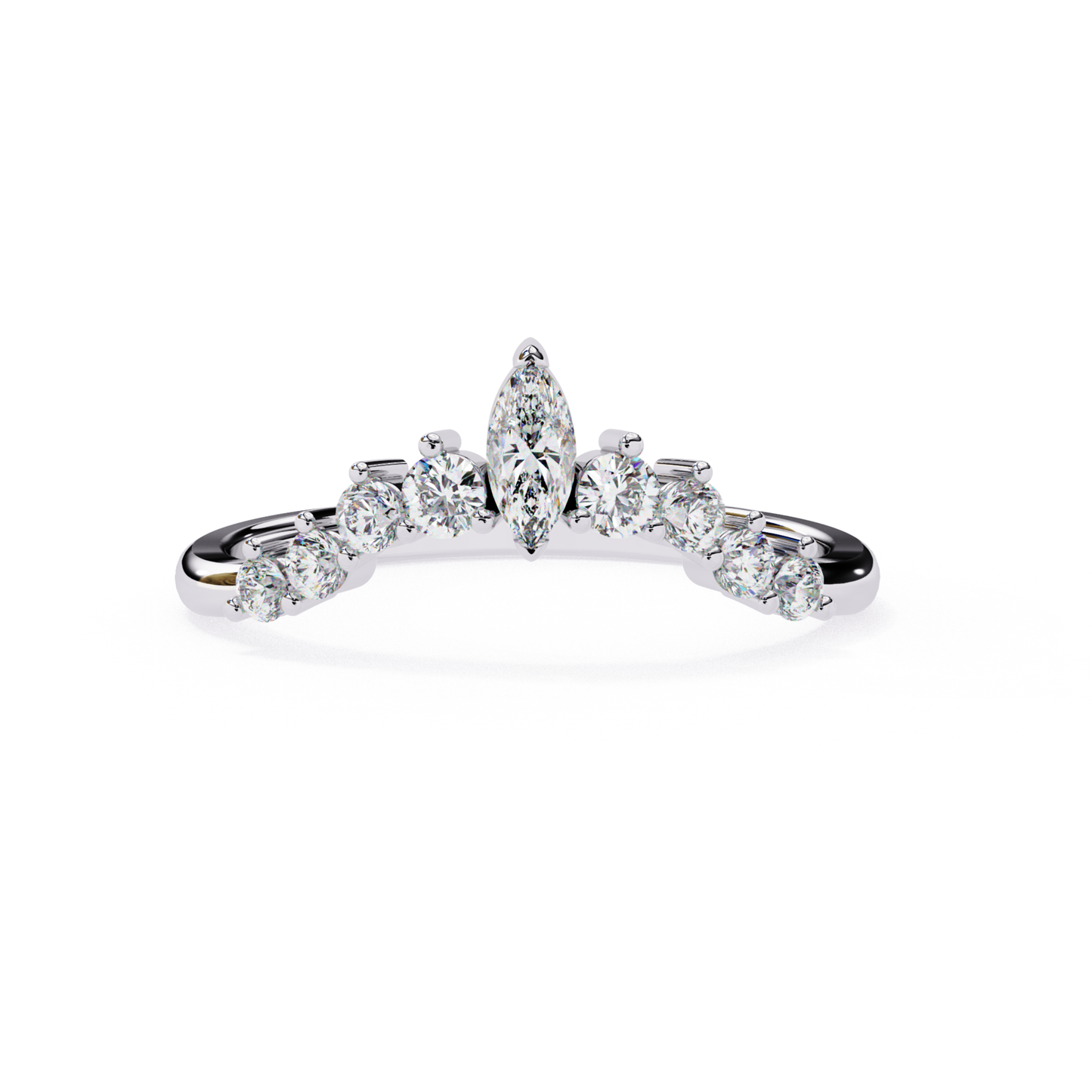 White gold marquise center ring
Marquise diamond curved band
White gold diamond arc ring
Marquise diamond top view ring
Curved diamond band design
White gold marquise peak ring
Marquise diamond front view
Diamond curve style band
White gold marquise setting
Marquise diamond crown band