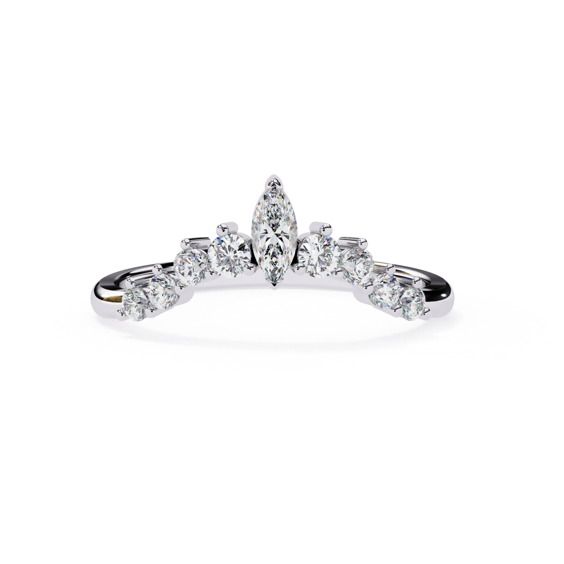 White gold marquise center ring
Marquise diamond curved band
White gold diamond arc ring
Marquise diamond top view ring
Curved diamond band design
White gold marquise peak ring
Marquise diamond front view
Diamond curve style band
White gold marquise setting
Marquise diamond crown band
