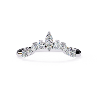 White gold marquise center ring
Marquise diamond curved band
White gold diamond arc ring
Marquise diamond top view ring
Curved diamond band design
White gold marquise peak ring
Marquise diamond front view
Diamond curve style band
White gold marquise setting
Marquise diamond crown band
