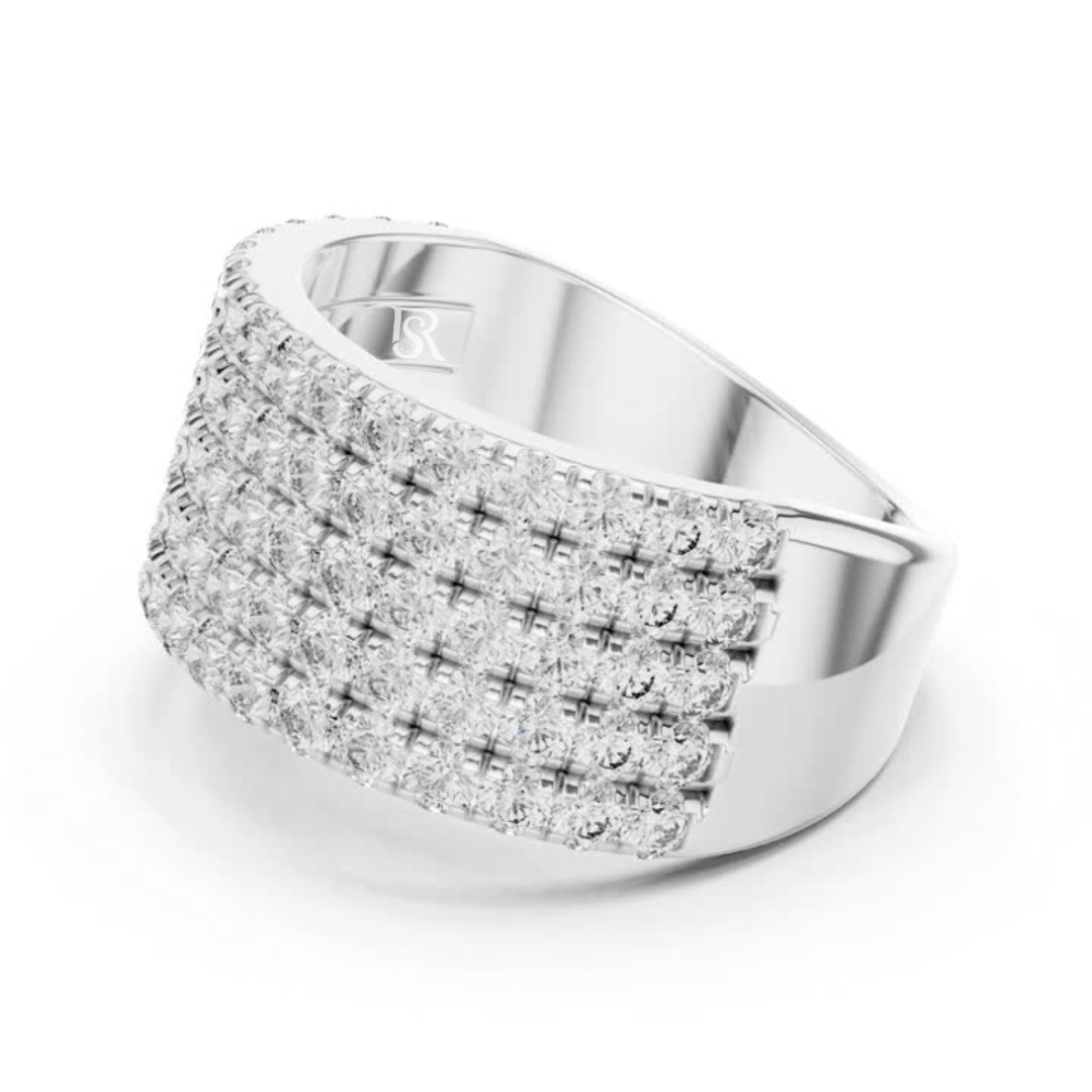 White gold multi row Pave diamond statement band ring
Wide white gold diamond band angled side view
White gold layered round diamond fashion ring
Multi row white gold diamond anniversary band
White gold luxury Pave diamond wide ring
Angled white gold statement diamond band ring
White gold broad diamond ring with round stones
Side perspective white gold multi layer diamond ring
White gold bold Pave diamond band design
Round brilliant diamond wide white gold band ring