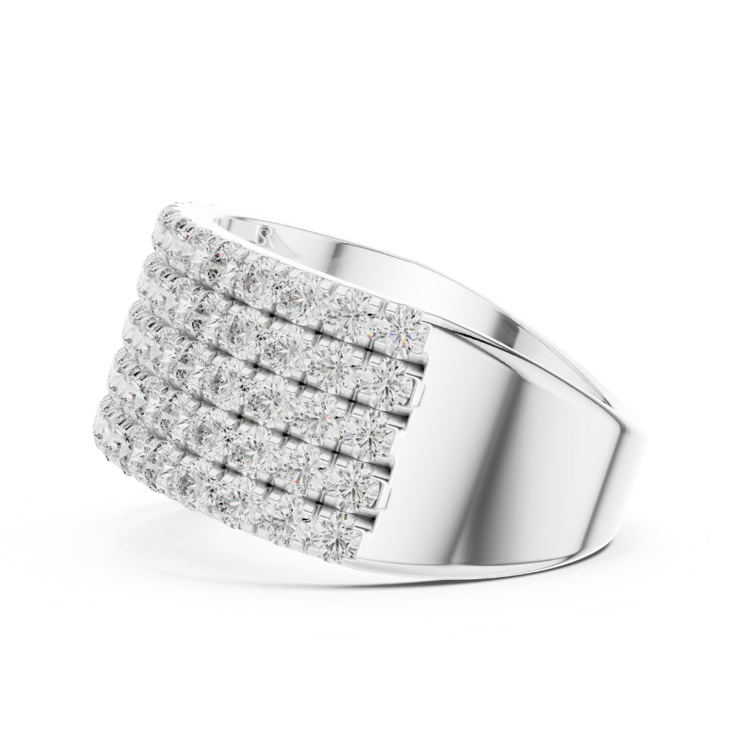 White gold multi row Pave diamond statement band ring
Wide white gold diamond band angled side view
White gold layered round diamond fashion ring
Multi row white gold diamond anniversary band
White gold luxury Pave diamond wide ring
Angled white gold statement diamond band ring
White gold broad diamond ring with round stones
Side perspective white gold multi layer diamond ring
White gold bold Pave diamond band design
Round brilliant diamond wide white gold band ring