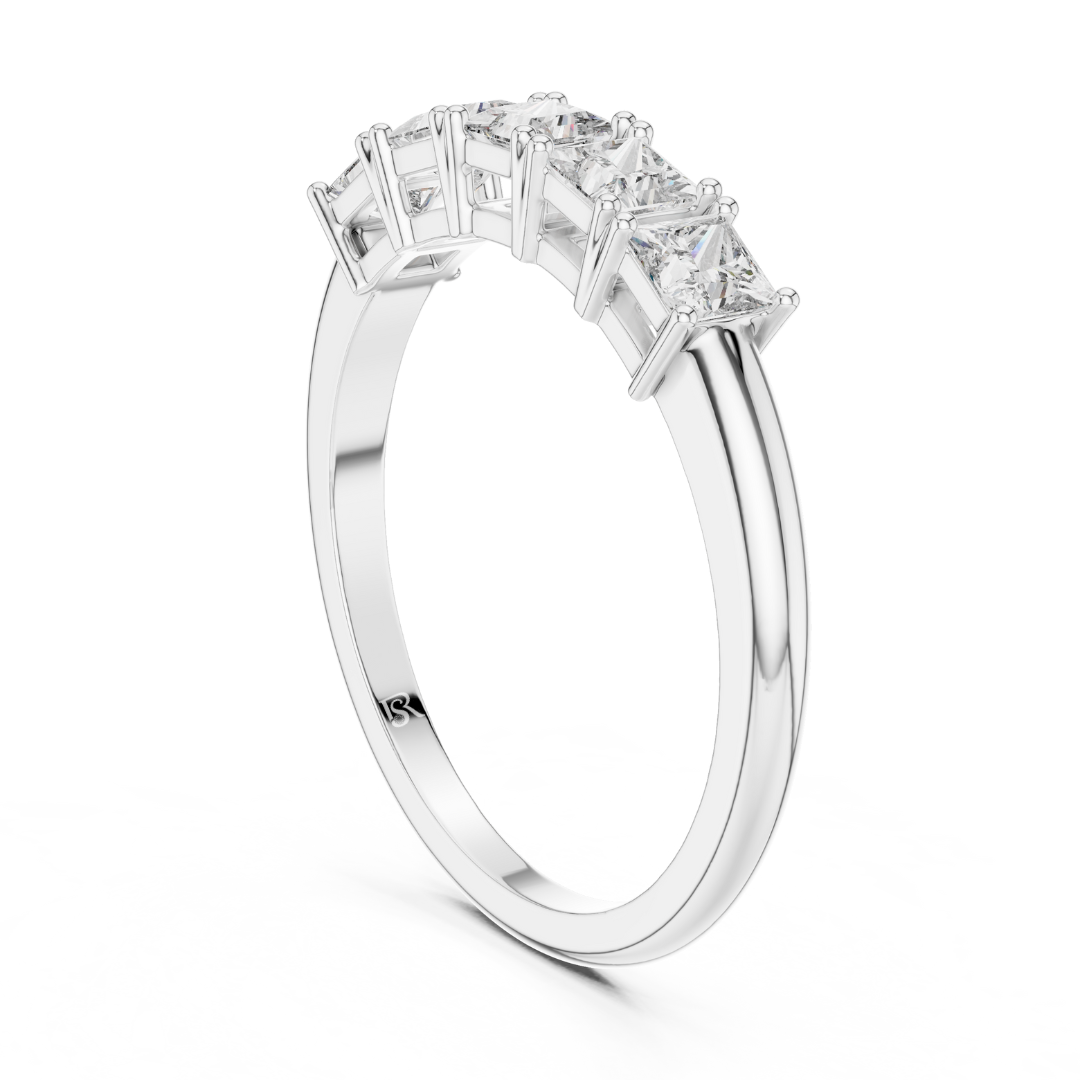 Back view white gold princess diamond ring
White gold princess cut ring rear view
Back side five stone diamond ring
Princess diamond band back profile
White gold diamond ring back angle
Rear gallery princess cut diamond ring
White gold five stone ring back detail
Princess diamond setting rear view ring
Back profile white gold diamond band
Princess cut diamond ring back design
