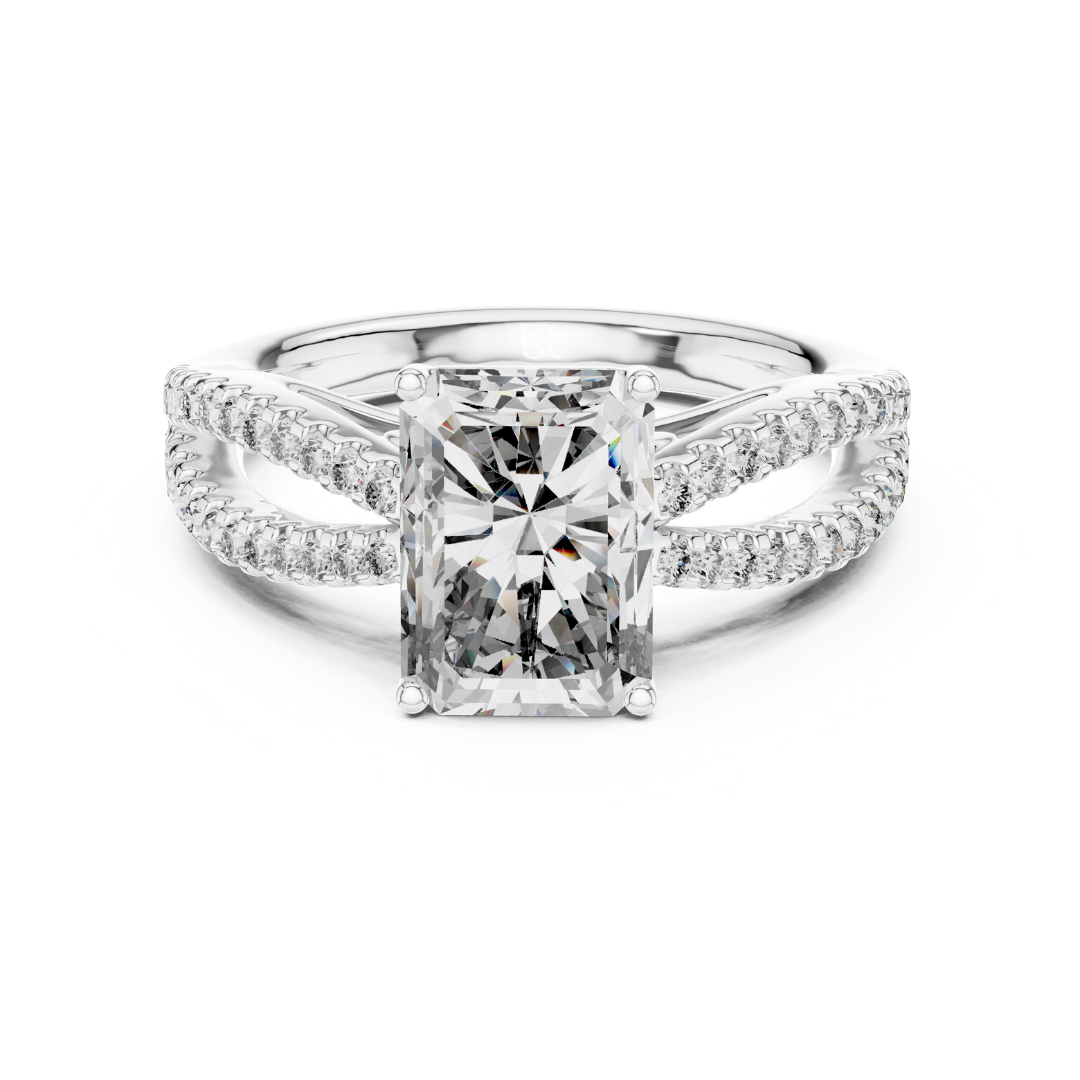 White gold radiant cut diamond split shank engagement ring
Radiant cut diamond ring with double pave band in white gold
White gold radiant diamond bridal ring with split band
Split shank radiant cut engagement ring in white gold
Radiant lab diamond ring with pave side diamonds
White gold radiant diamond ring with crossover shank
Elegant radiant cut diamond statement ring in white gold
White gold radiant diamond ring with double band design
Luxury radiant cut engagement ring with pave detailing
Radiant cente