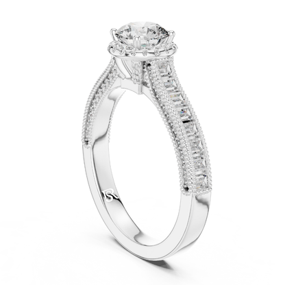 white gold round diamond ring
white gold diamond halo ring
white gold baguette side diamond ring
white gold classic diamond jewelry
white gold round diamond band
white gold diamond ring side view
white gold luxury diamond ring
white gold fine diamond ring
white gold diamond ring detail view
white gold elegant diamond ring