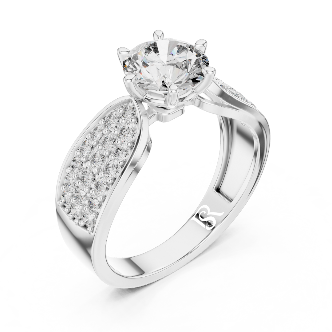 White gold round diamond side view ring
Round diamond white gold pave band ring
White gold diamond ring angled view
Pave side white gold diamond ring
Round diamond ring with side stones
White gold round diamond band detail
Side profile round diamond white gold ring
White gold diamond ring close angle
Pave band round diamond ring view
White gold round diamond ring design