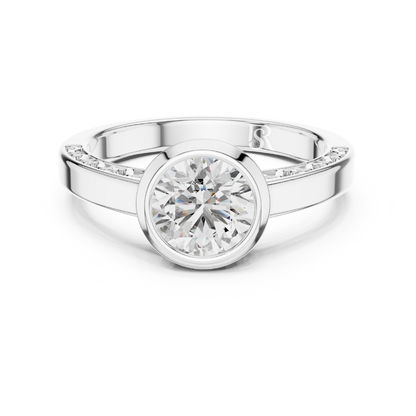 Bezel set round diamond ring front view
Round diamond bezel ring with smooth band
Minimal bezel round diamond ring design
Classic bezel setting round diamond band
Clean finish bezel round diamond ring
Everyday wear bezel set round diamond ring
Modern bezel round diamond ring close view
Simple bezel style round diamond band
Polished bezel round diamond ring image
Elegant bezel round diamond ring design