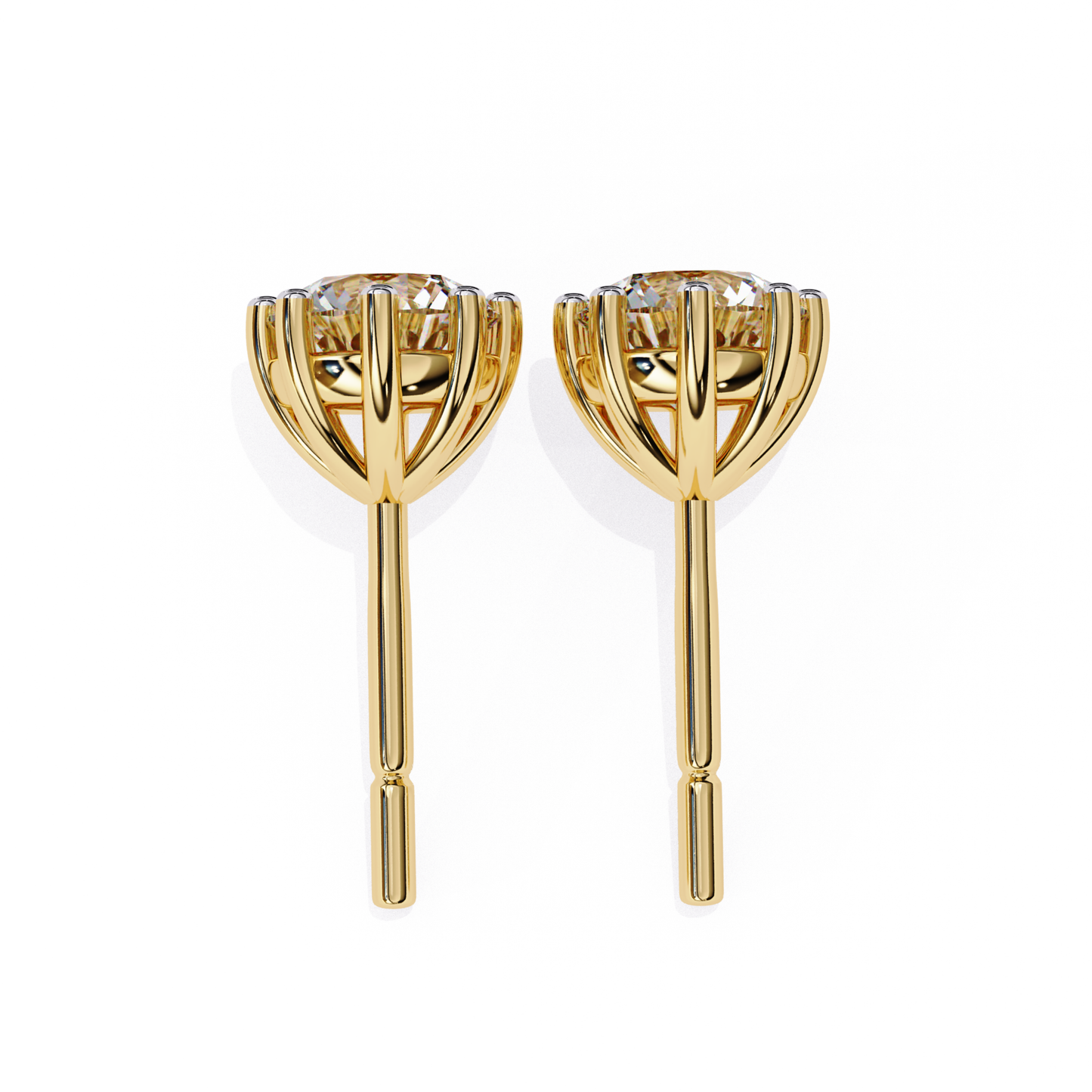 Timeless yellow gold solitaire diamond studs for a touch of elegance.