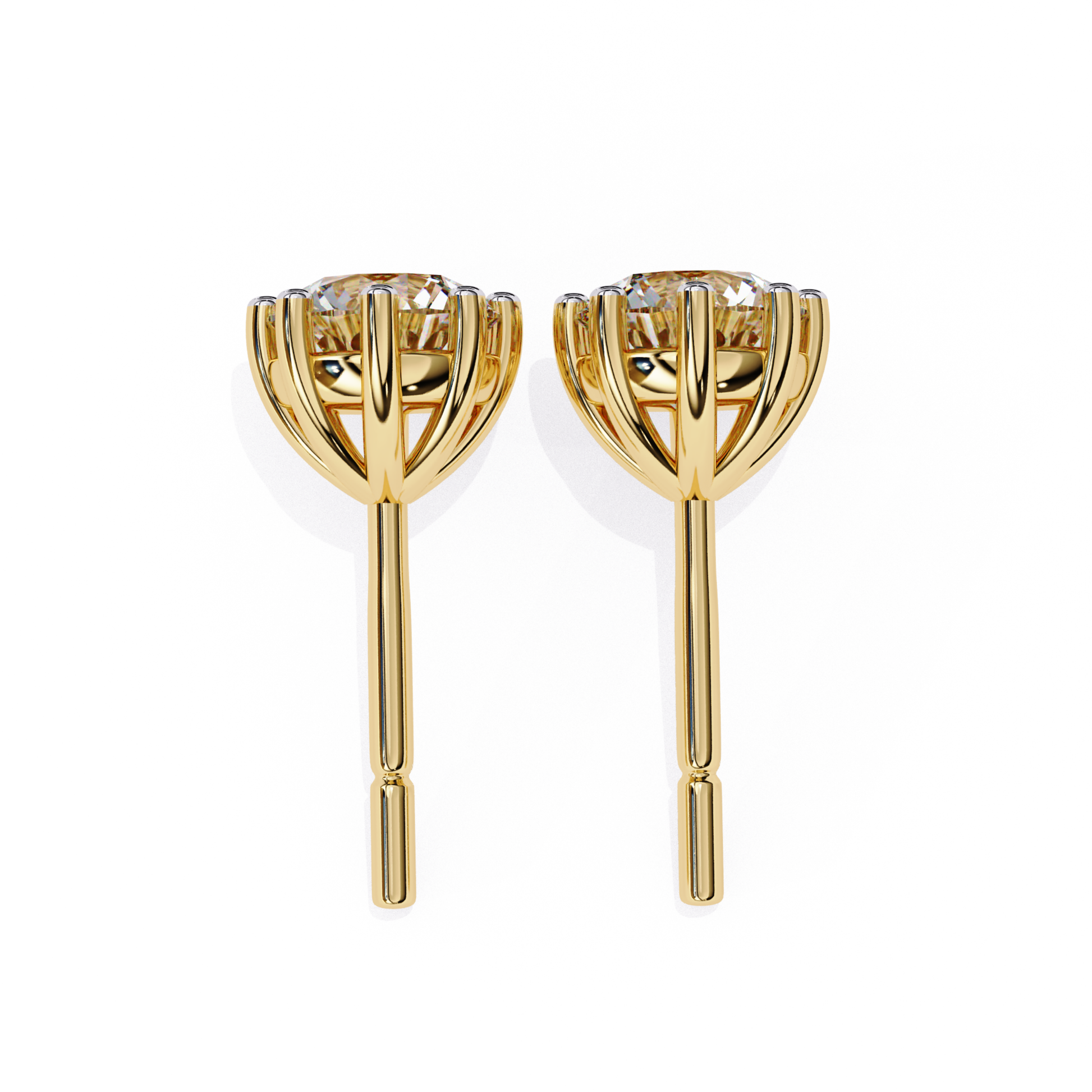 Timeless yellow gold solitaire diamond studs for a touch of elegance.