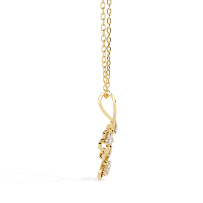 Yellow gold heart diamond pendant edge view