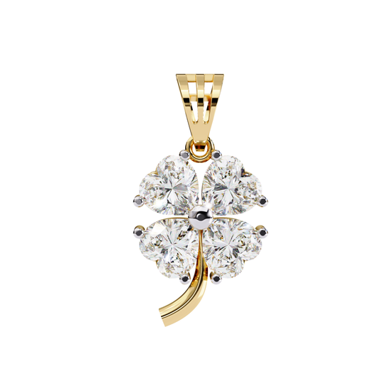 Yellow gold flower pendant with round diamonds