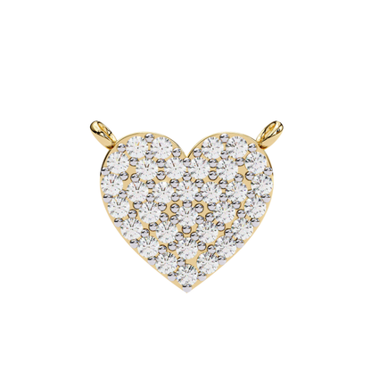 Yellow gold heart pendant with round diamond setting front view