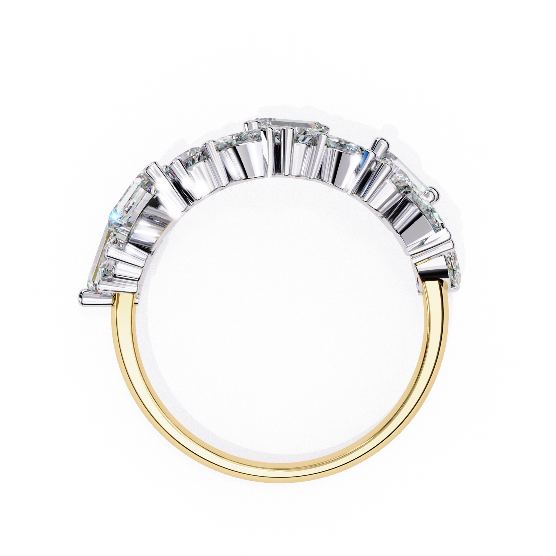Elegant side profile showcasing diamonds set in a yellow