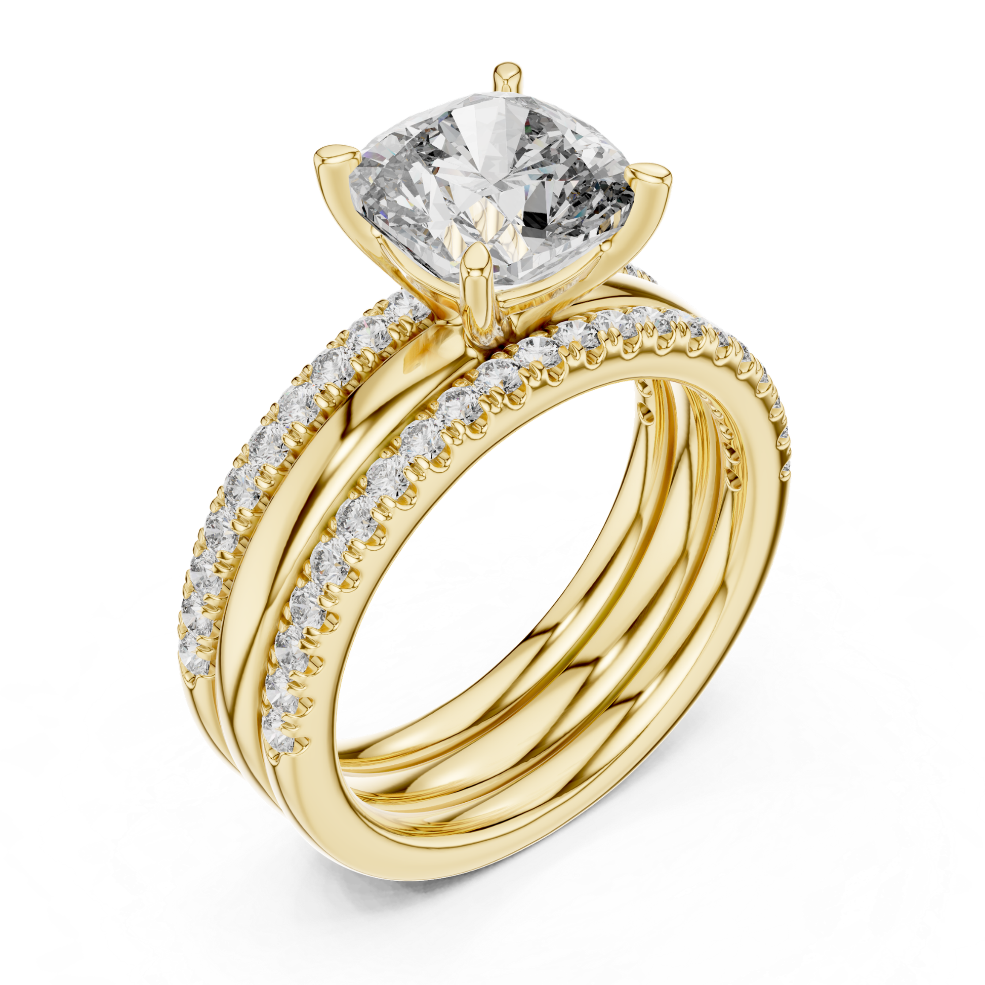 Yellow gold cushion cut diamond layered bridal ring set
Cushion cut diamond ring with pave layered bands
Yellow gold multi band cushion diamond ring
Cushion diamond engagement ring with stacked bands
Yellow gold pave diamond bridal ring set
Cushion cut solitaire ring with layered shank
Diamond pave layered band engagement ring
Yellow gold cushion diamond stackable ring set
Cushion cut diamond ring with curved bands
Yellow gold layered diamond engagement ring