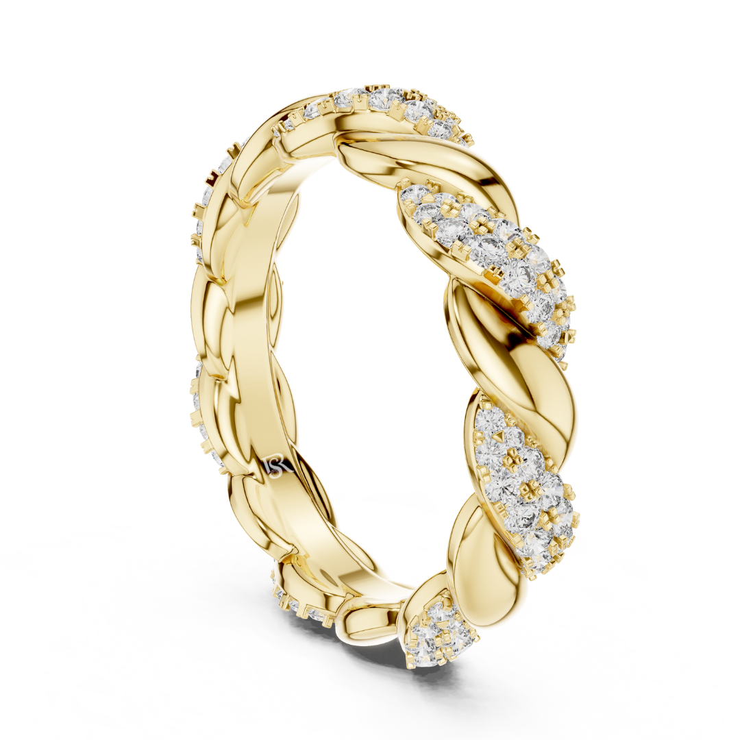 Yellow gold diamond braided eternity band
Braided diamond ring in yellow gold
Yellow gold twisted leaf diamond band
Diamond braided eternity ring with leaf design
Yellow gold curved diamond eternity band
Elegant braided diamond wedding ring
Yellow gold nature inspired diamond band
Twisted yellow gold ring with diamonds
Diamond accented braided band ring
Yellow gold leaf braid eternity ring