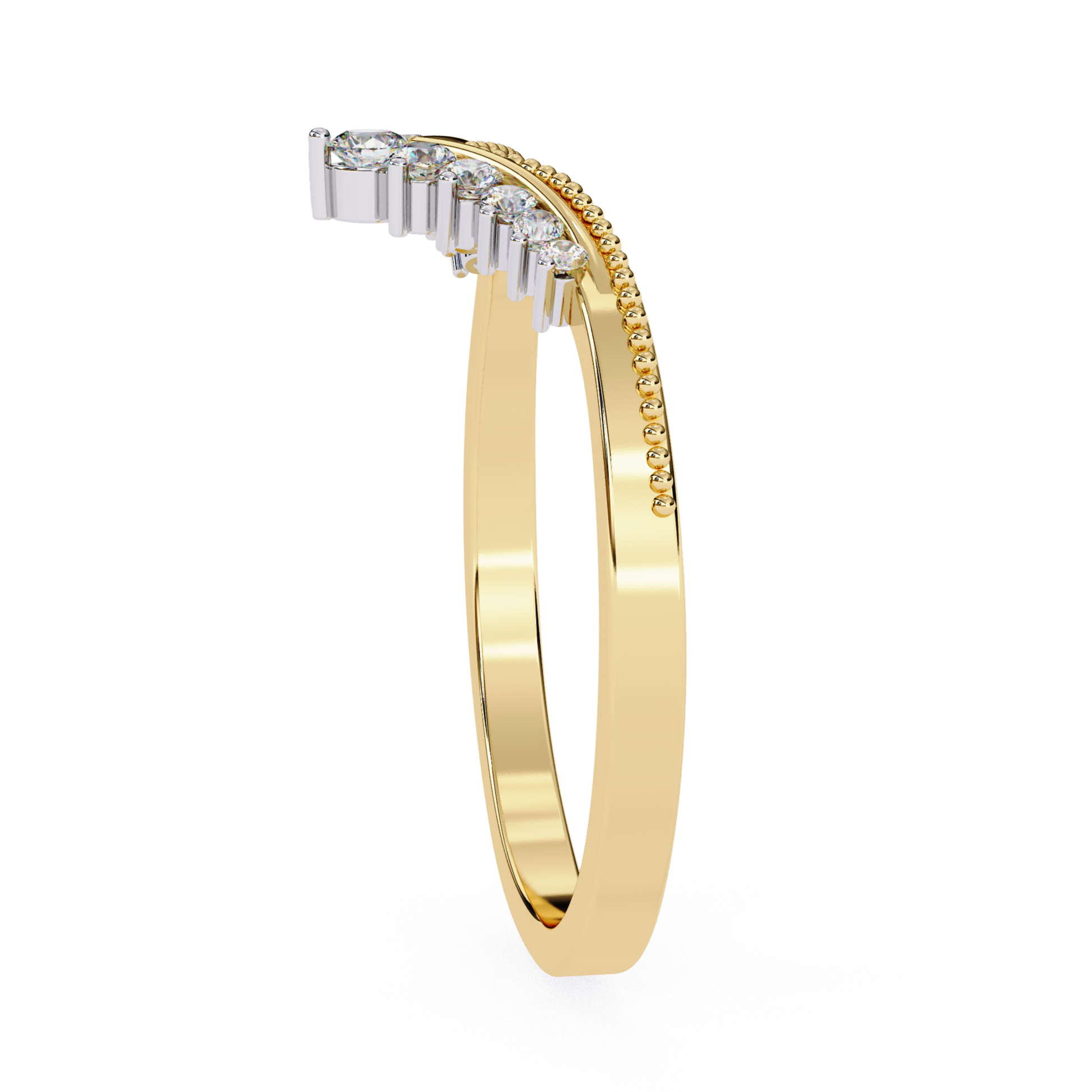 Yellow gold curved band with diamonds
Side view yellow gold diamond band
Curved yellow gold ring with stones
Diamond set curved gold band
Yellow gold band with round diamonds
Side angle diamond gold band
Curved gold ring with small diamonds
Yellow gold band side profile
Diamond line curved gold band
Gold band with side set diamonds