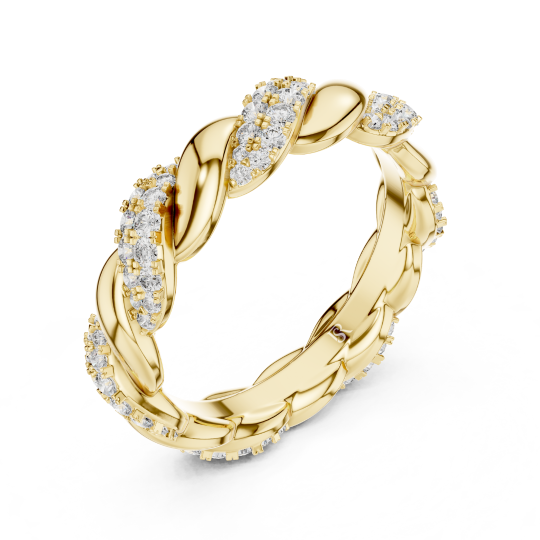Yellow gold diamond leaf twist eternity band
Twisted leaf diamond ring in yellow gold
Yellow gold braided diamond eternity ring
Diamond leaf pattern twisted band ring
Yellow gold curved leaf diamond band
Nature inspired twisted diamond ring
Yellow gold diamond leaf wedding band
Twisted yellow gold eternity band with diamonds
Elegant leaf style diamond band ring
Yellow gold diamond twist pattern ring