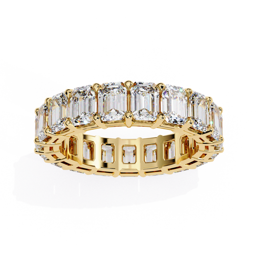 Yellow gold band with emerald diamonds
Emerald cut diamonds in gold band
Yellow gold band with clear diamonds
Close up of gold diamond band
Side view of gold band with diamonds
Polished gold band with diamonds
Top view of yellow gold band
Yellow gold band with diamond setting
Emerald diamonds in gold band
Classic gold band with diamonds