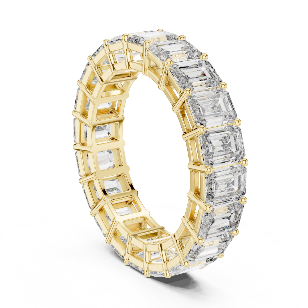 Yellow gold emerald cut diamond eternity ring side view
Side profile of emerald diamond eternity band in gold
Yellow gold eternity ring with emerald cut diamonds
Luxury emerald cut diamond band ring in yellow gold
Elegant yellow gold full eternity diamond ring
Statement emerald diamond eternity band side profile
Fine yellow gold ring with emerald cut diamonds
Prong set emerald cut diamond eternity ring
Premium yellow gold eternity band with large diamonds
Modern emerald cut diamond ring vertical angle