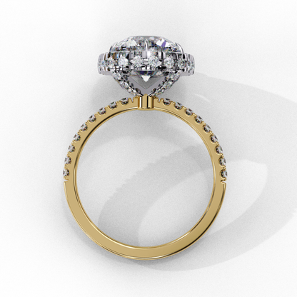 Halo diamond ring with pave band in gold
Round diamond in halo setting with gold band
Yellow gold band with diamond halo
Diamond center stone with halo in gold setting
Elegant halo ring with pave diamonds
Round diamond with halo setting in gold
Diamond halo ring with pave side diamonds
Classic diamond halo ring with gold band
Gleaming round diamond in halo with pave band
Halo engagement ring with pave diamonds in gold