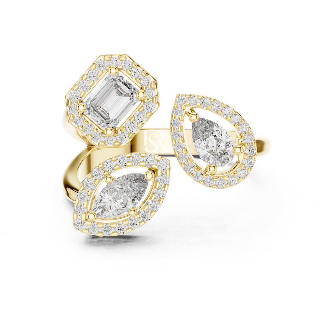 Yellow gold multi shape diamond halo ring
Open style yellow gold diamond statement ring
Emerald and marquise diamond halo ring in gold
Modern yellow gold multi diamond ring
Halo diamond ring with mixed stone shapes
Yellow gold designer ring with diamond halos
Elegant multi shape diamond ring in yellow gold
Contemporary open ring with halo diamonds
Yellow gold statement ring with emerald and marquise diamonds
Luxury multi stone halo ring in yellow gold