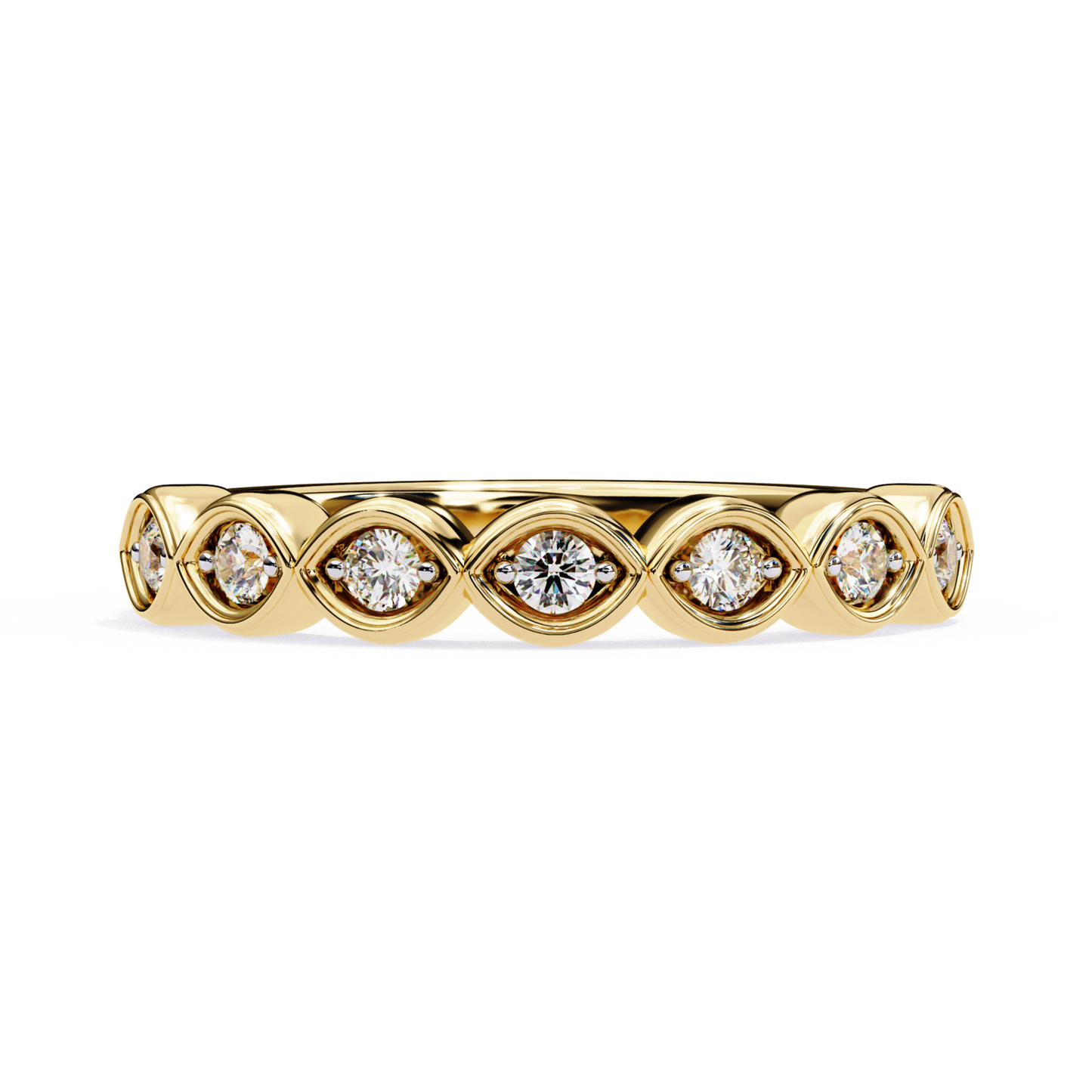 Yellow gold band with round bezel diamonds
Round diamonds set in yellow gold band
Front view round bezel diamond ring
Yellow gold ring with round diamond row
Bezel set round diamonds gold ring
Straight view round diamond gold band
Yellow gold band featuring round diamonds
Close view round bezel diamonds ring
Gold band with round diamond setting
Yellow gold round diamond band ring