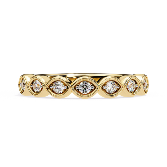 Yellow gold band with round bezel diamonds
Round diamonds set in yellow gold band
Front view round bezel diamond ring
Yellow gold ring with round diamond row
Bezel set round diamonds gold ring
Straight view round diamond gold band
Yellow gold band featuring round diamonds
Close view round bezel diamonds ring
Gold band with round diamond setting
Yellow gold round diamond band ring