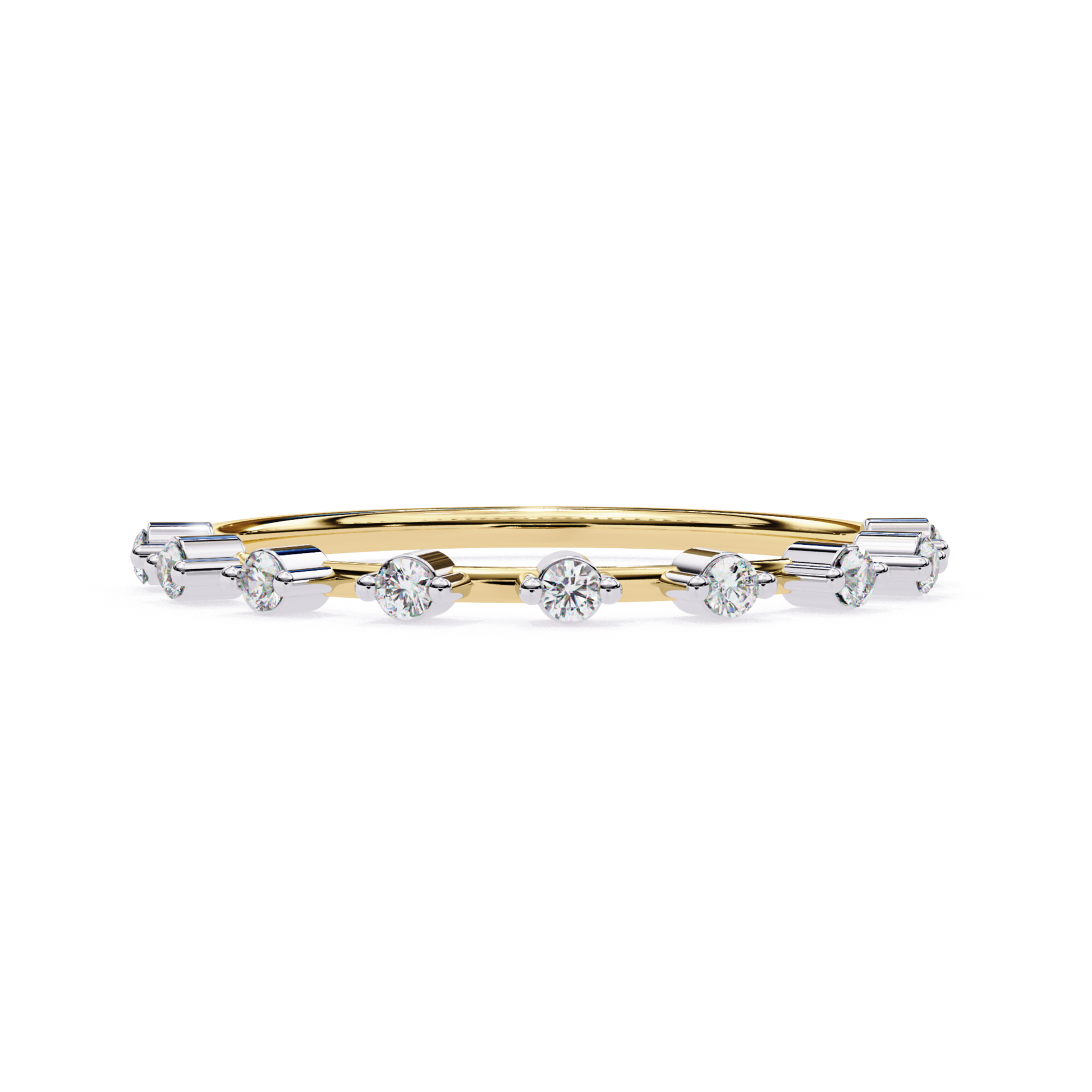 Yellow gold band with round diamonds front
Round diamond line band in yellow gold
Yellow gold round diamond row ring
Front profile yellow gold round diamond band
Yellow gold slim band with round stones
Round diamond set yellow gold band
Yellow gold band featuring round diamonds
Straight view yellow gold round diamond ring
Yellow gold round diamond strip band
Yellow gold ring with round diamond line