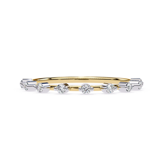 Yellow gold band with round diamonds front
Round diamond line band in yellow gold
Yellow gold round diamond row ring
Front profile yellow gold round diamond band
Yellow gold slim band with round stones
Round diamond set yellow gold band
Yellow gold band featuring round diamonds
Straight view yellow gold round diamond ring
Yellow gold round diamond strip band
Yellow gold ring with round diamond line