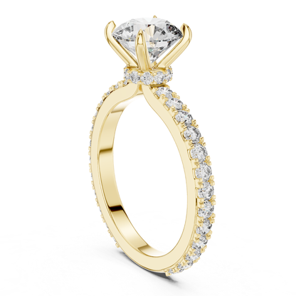 Yellow gold round diamond solitaire ring
Round diamond ring with hidden halo
Yellow gold pave band diamond ring
Round cut diamond engagement ring
Hidden halo round diamond ring side view
Yellow gold diamond ring profile view
Round solitaire ring with pavé diamonds
Four prong round diamond ring
Diamond engagement ring with hidden halo
Yellow gold round diamond ring angle view