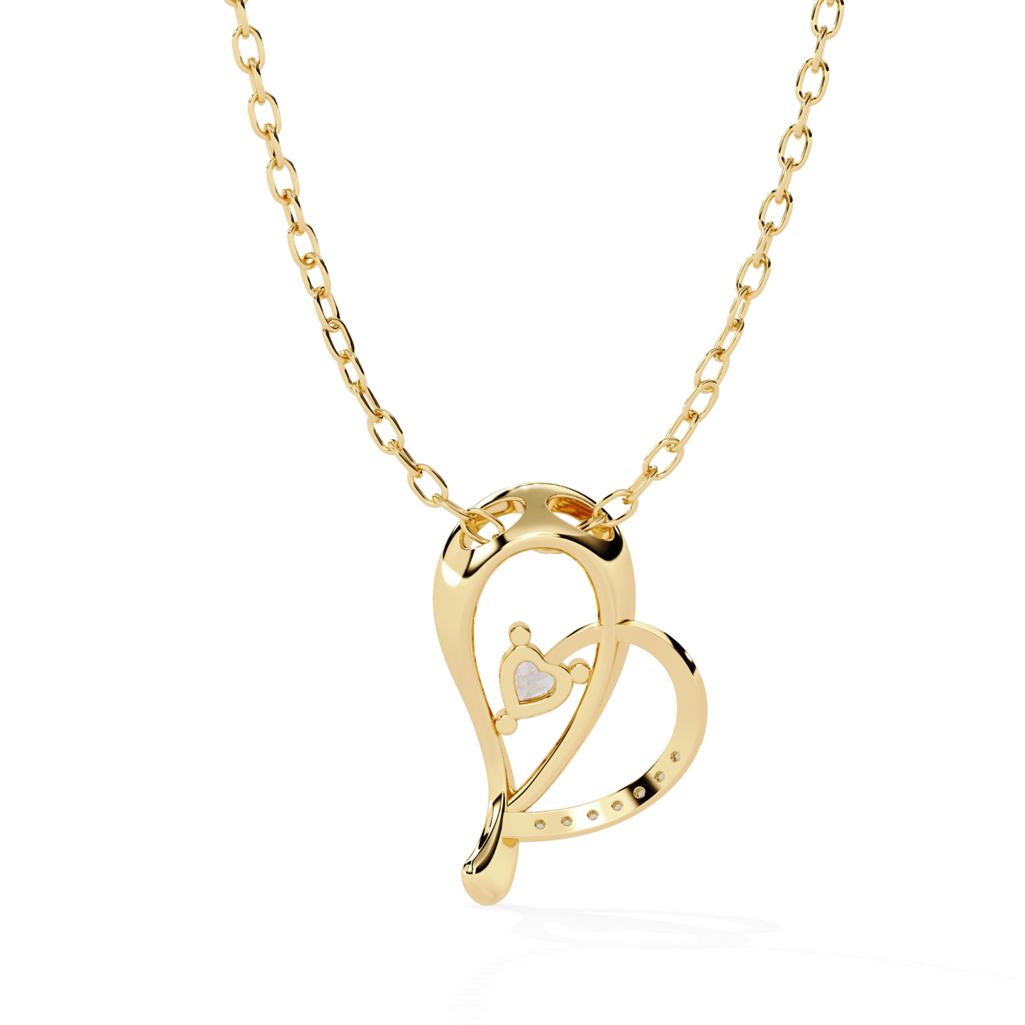 yellow gold diamond pendant in reverse view 