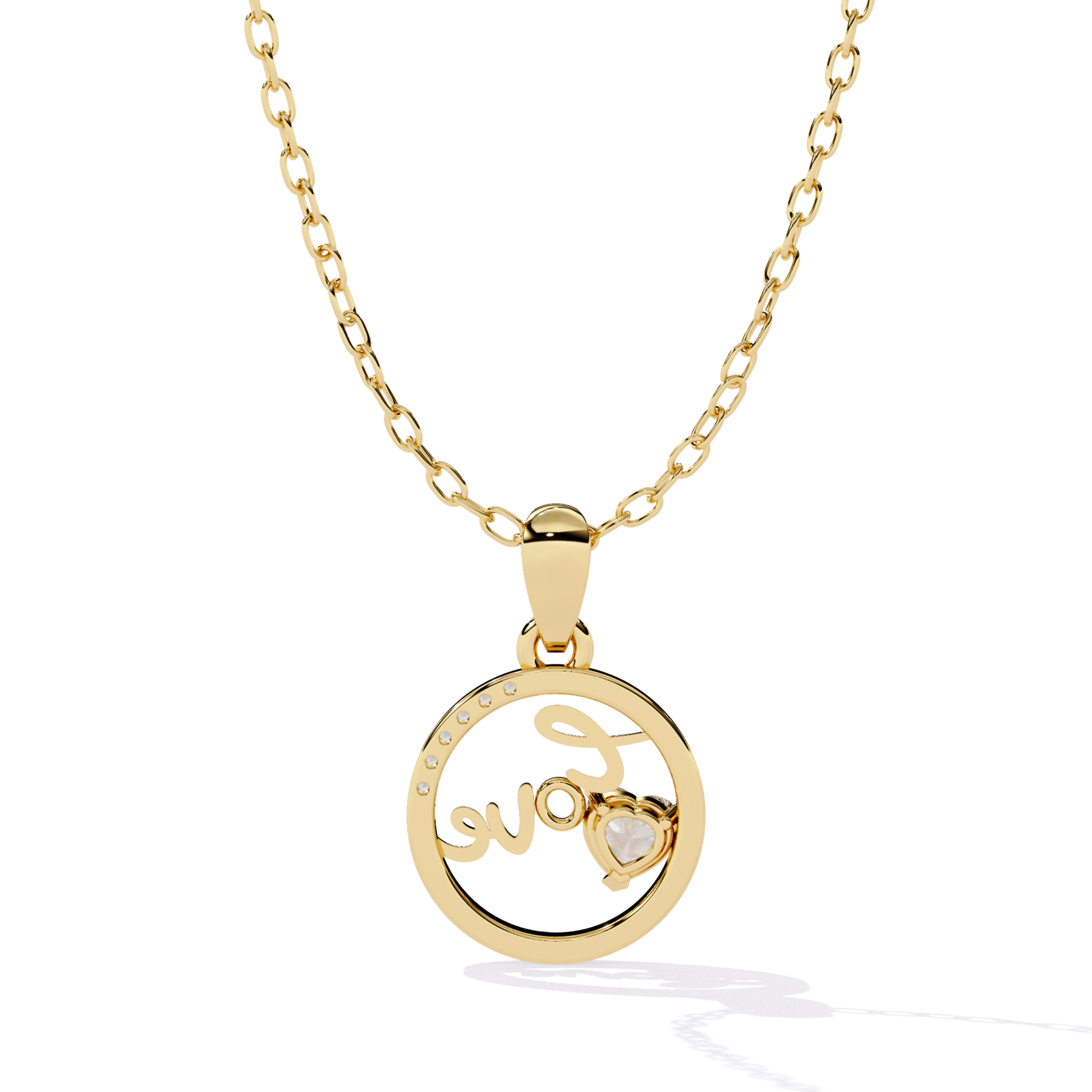 round diamond pendant in yellow gold 