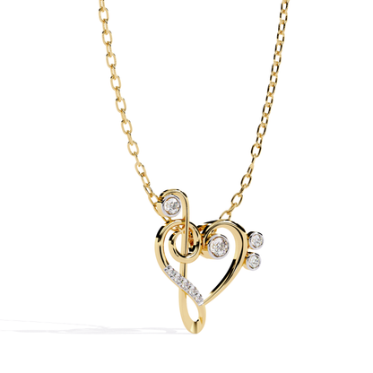 yellow gold heart pendant set with round diamonds