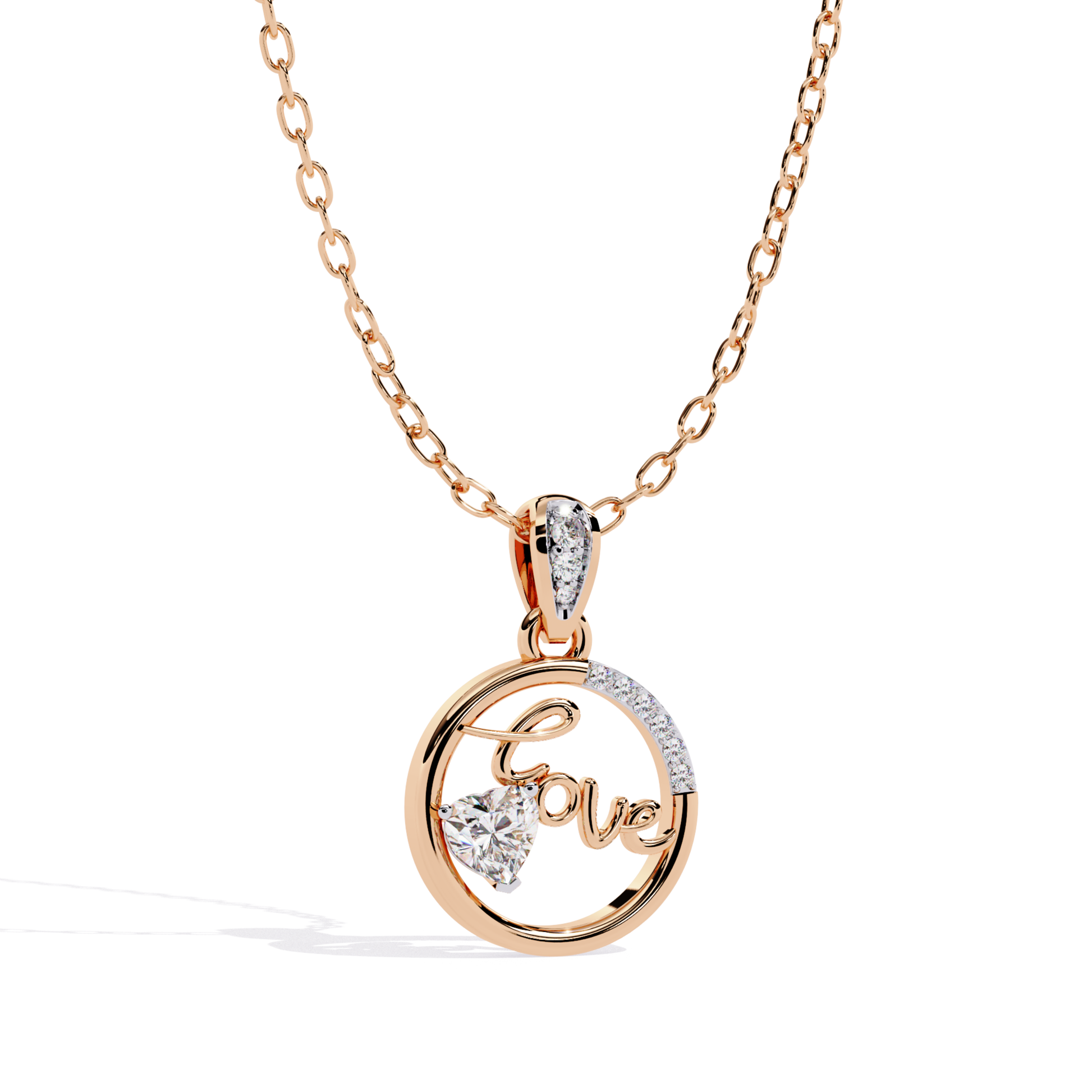 rose gold diamond pendant in heart shape diamond pendant 