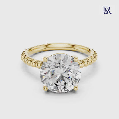 Round Diamond Beaded Band Ring