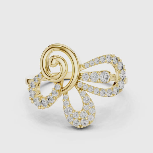 Elegant Diamond Swirl Open Ring | Luxury Contemporary Style