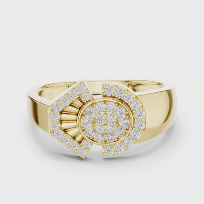 Round Diamond Geometric Statement Ring | Modern Luxury Style
