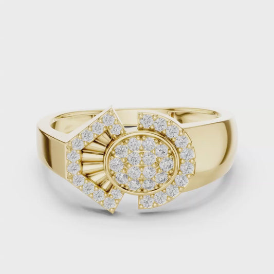 Round Diamond Geometric Statement Ring | Modern Luxury Style