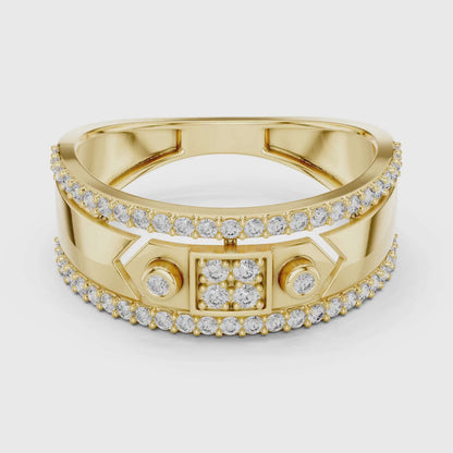 Luxury Diamond Square Center Band Rings | Modern Statement Style