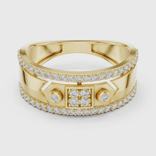 Luxury Diamond Square Center Band Rings | Modern Statement Style